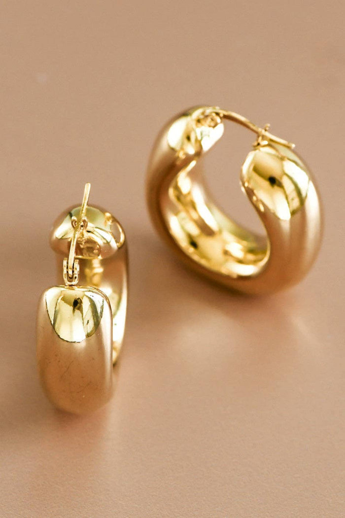 18K Gold Plated Waterproof Chunky Hoop Earrings