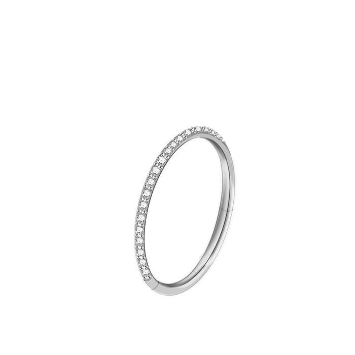 20g Silver Outer CZ Surgical Steel Hinged Ring