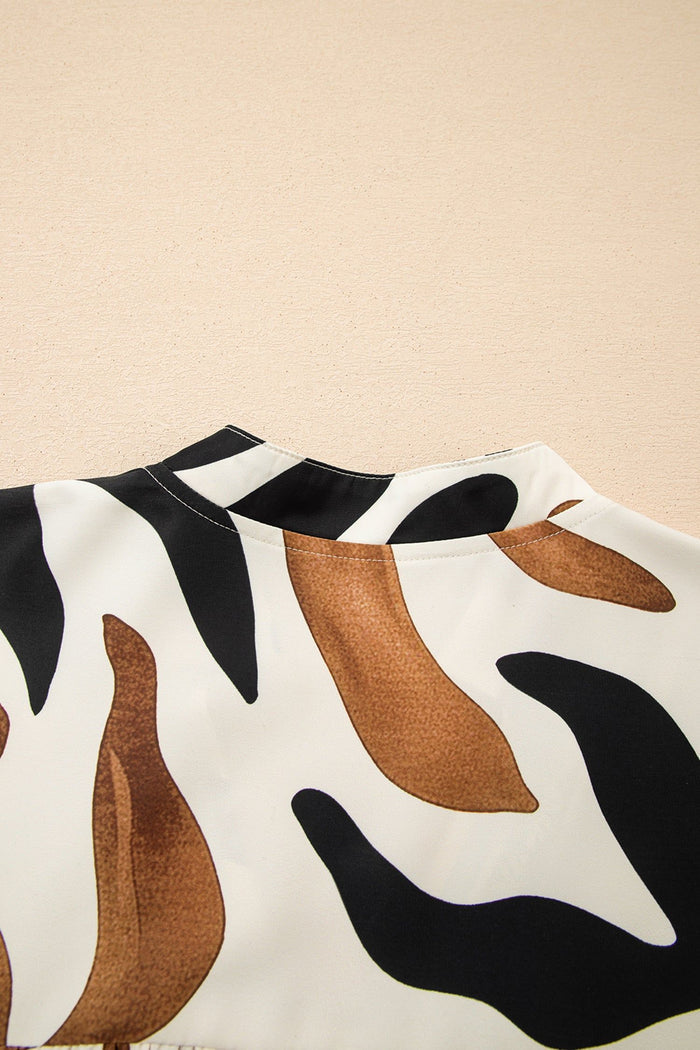 Abstract Print Puff Sleeve Relaxed Blouse - Tops/Blouses & Shirts