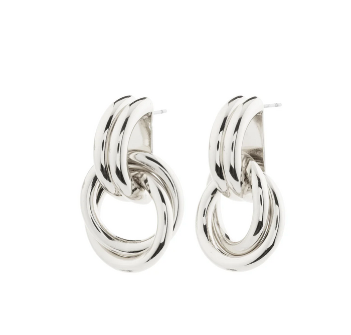 Agni Knot Hoop Earrings - Silver
