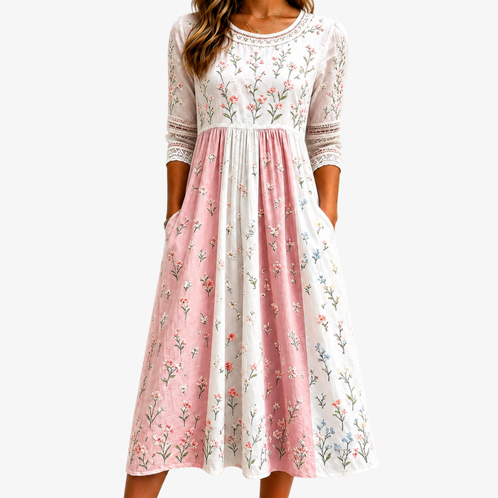 Amelia | Blush Meadow Midi Dress