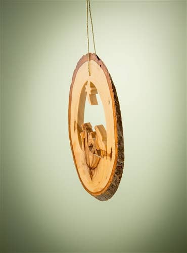 Bark Slice with Flight to Egypt Ornament – 4-6"