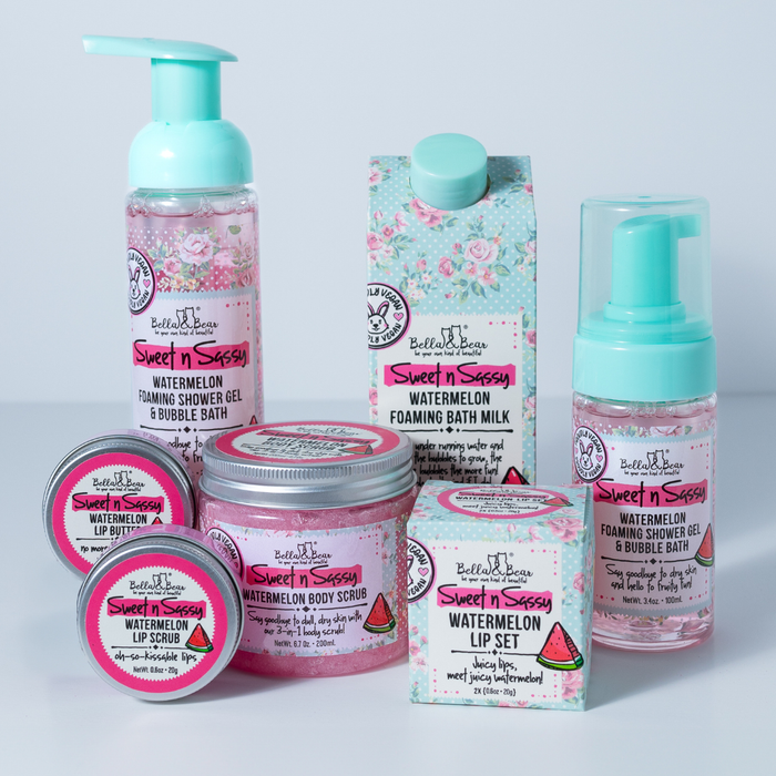Bella & Bear Sweet ’n’ Sassy Watermelon Body Scrub | 3-in-1 Cleanser, Exfoliator & Moisturizer
