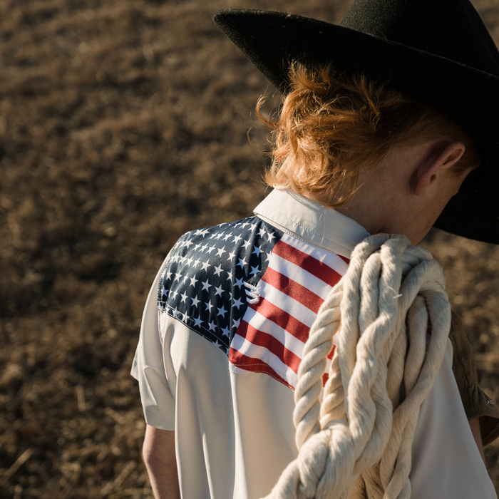 BURLEBO YOUTH WESTERN All American PERFORMANCE SHIRT