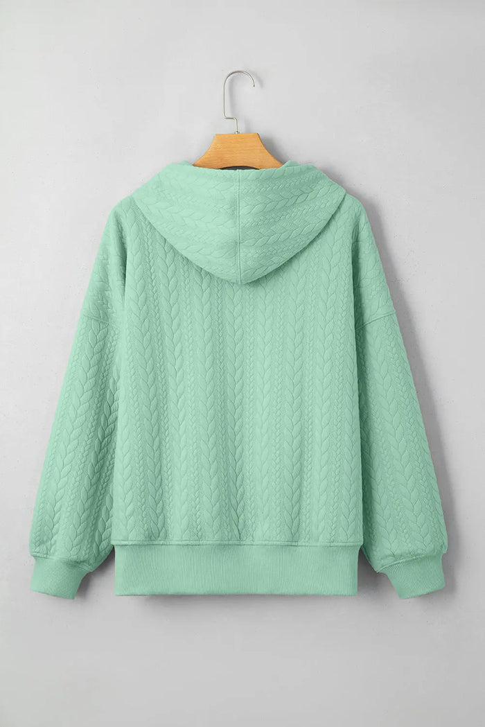 Cable Textured Baggy Hoodie - Tops/Sweatshirts & Hoodies