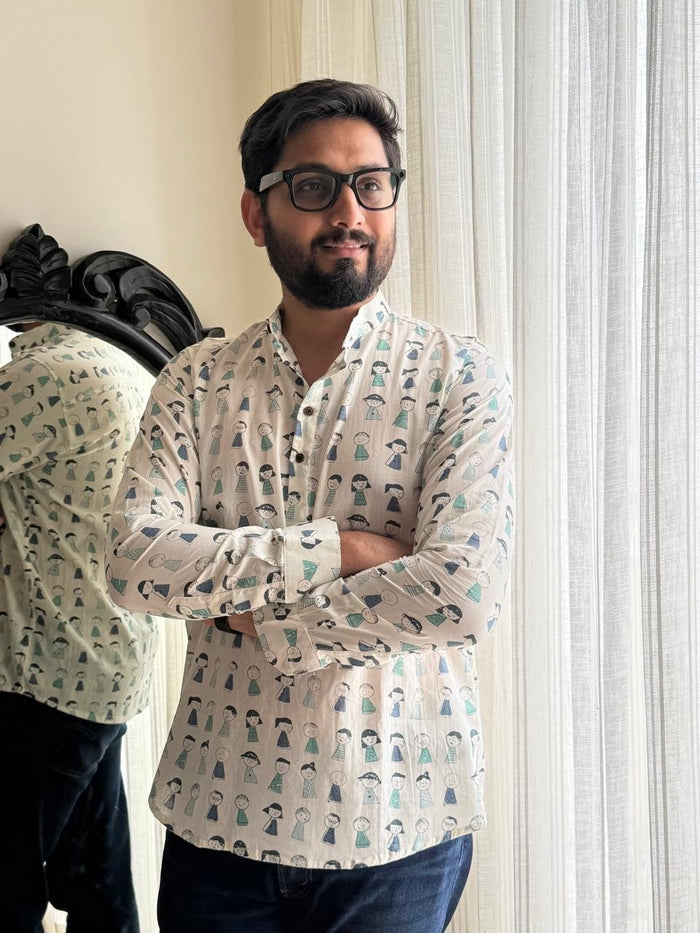 Cotton Men?? Short Kurta- White Characters