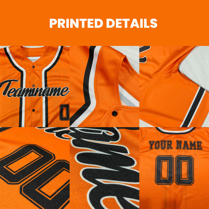 Orange baseball jersey with customizable text on an orange background