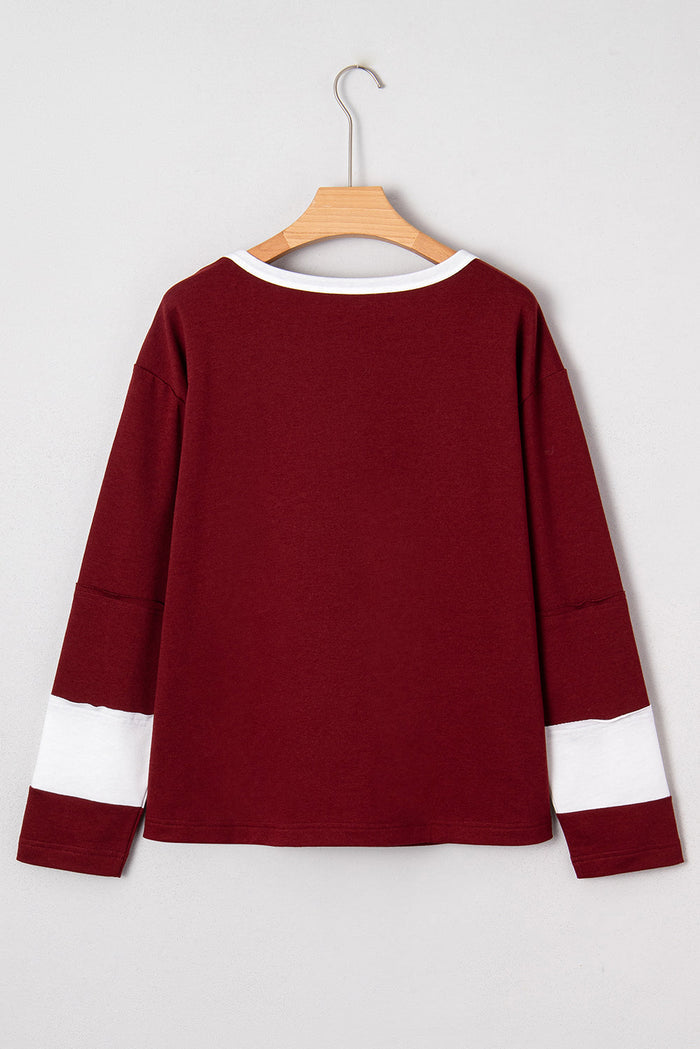 Daisy Flower Patched Round Neck Long Sleeve Top - Tops/Long Tops