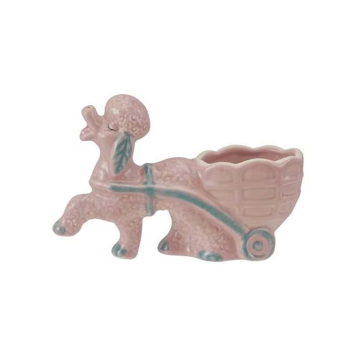 Dish Lamb & Cart Vintage Stoneware Pink