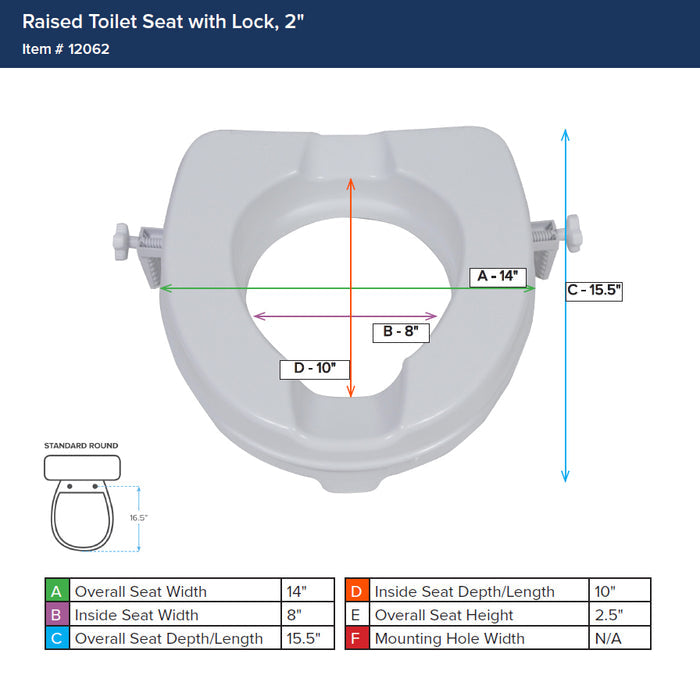 Drive 2" Raised Toilet Seat Dimensions