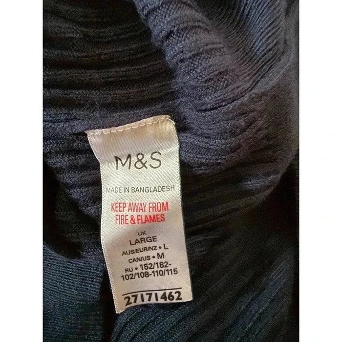 Ex. M&S Navy Rib short Sleeve Sweater Size L (12 - 14) - Sweaters & Cardigans/Short