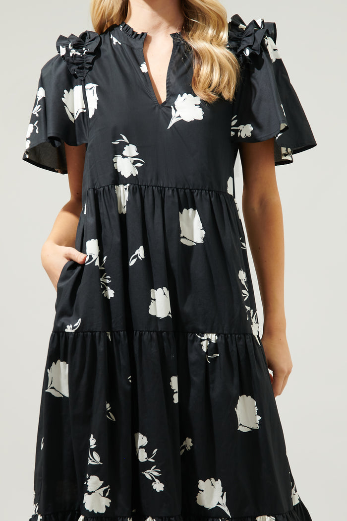 Fleur Noir Escondido Tiered Shift Midi Dress