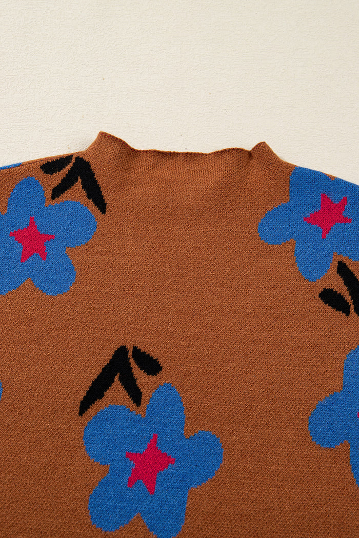 Floral High Neck Sweater Vest - Sweaters & Cardigans/Sweater Vests