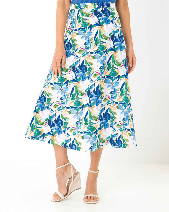 Gemma Floral Bias Cut Pure Cotton Skirt - The Classic Boutique