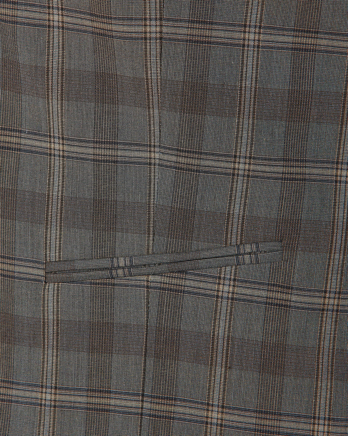 Grey Checks Slim Fit Waistcoat