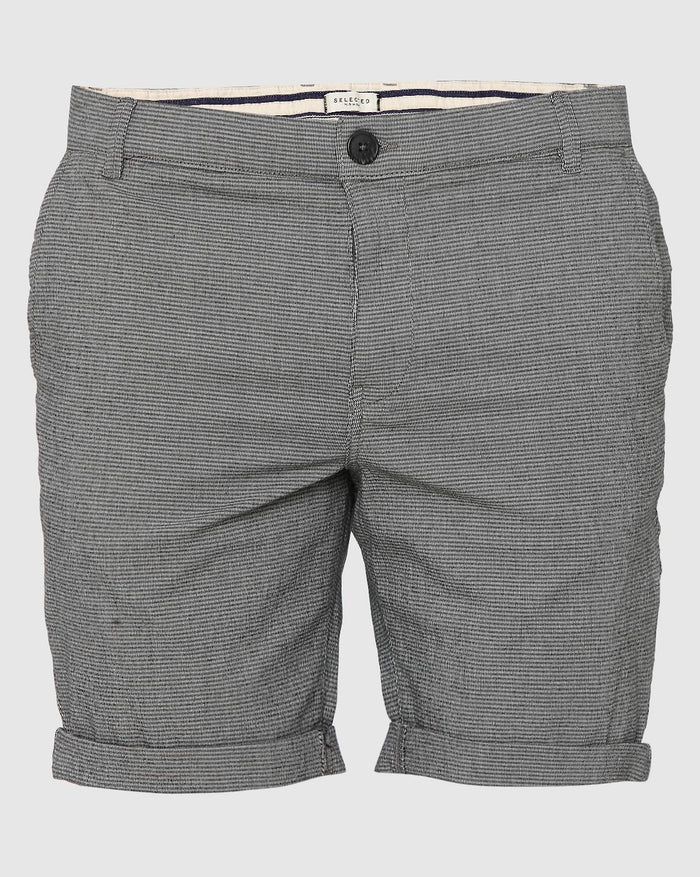 Grey Fine Striped Chino Shorts