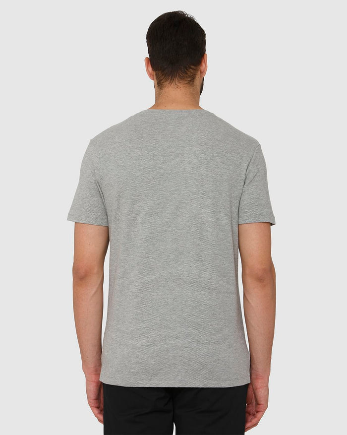Grey Front Chest Pocket Crew Neck T-Shirt