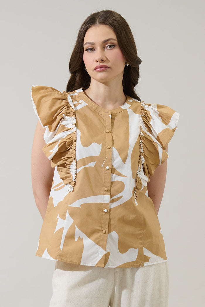 Hazel Abstract Vance Button Front Blouse