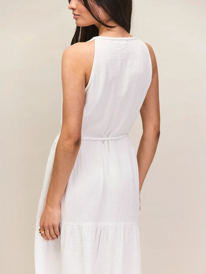 Ivory Cheesecloth Rope Belt Dress Resort