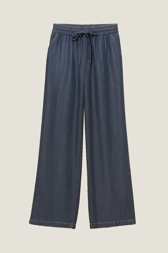 Juliana Drawstring Tencel Trouser | Chambray Blue - Aspiga