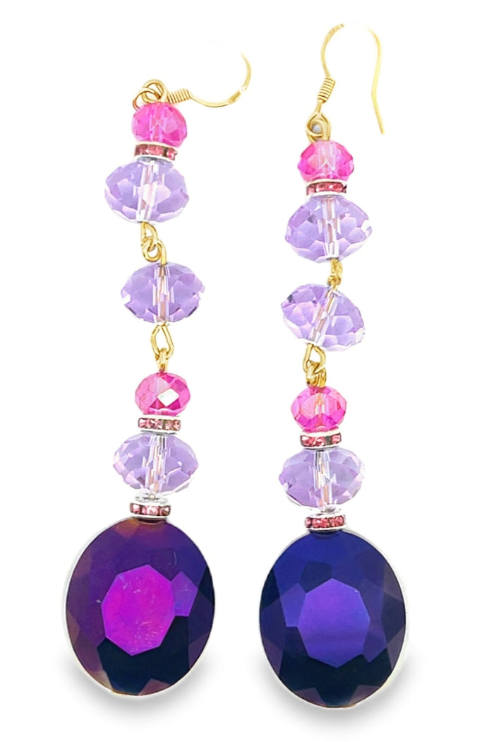 Style the Lavender & Deep Purple Crystal Dangle Earring exclusively at Born To Glam