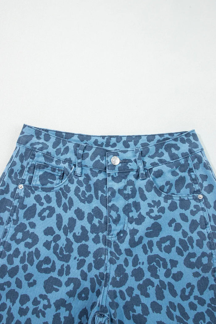 Leopard Print Straight Loose Jeans