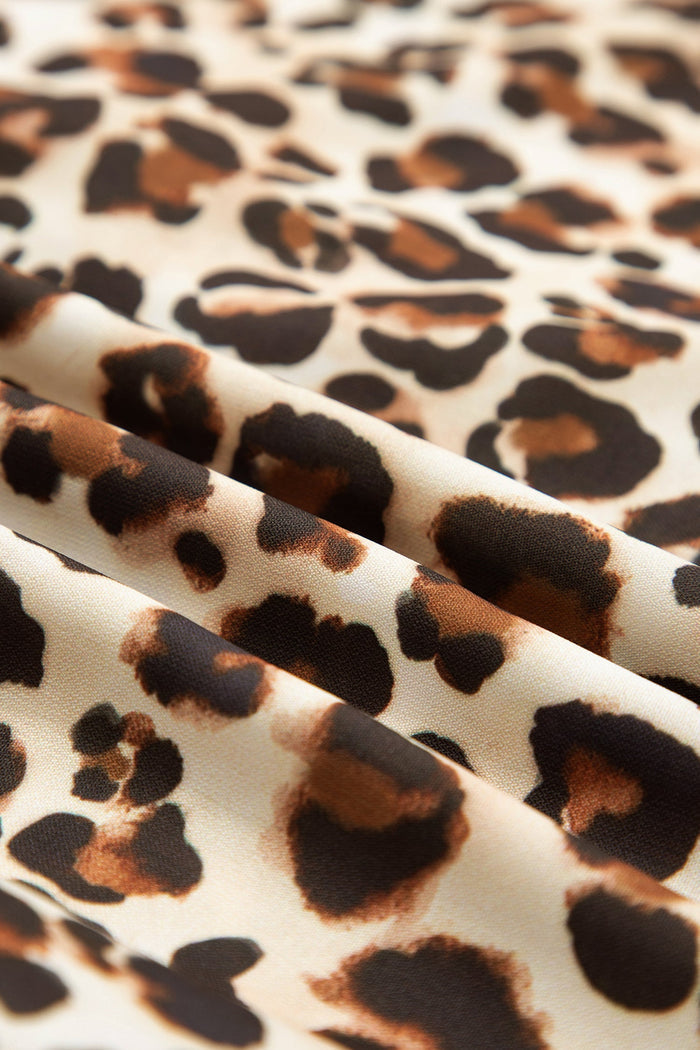 Leopard Print Striped Patchwork 3/4 Sleeve Loose Mini Dress - Dresses/Mini Dresses