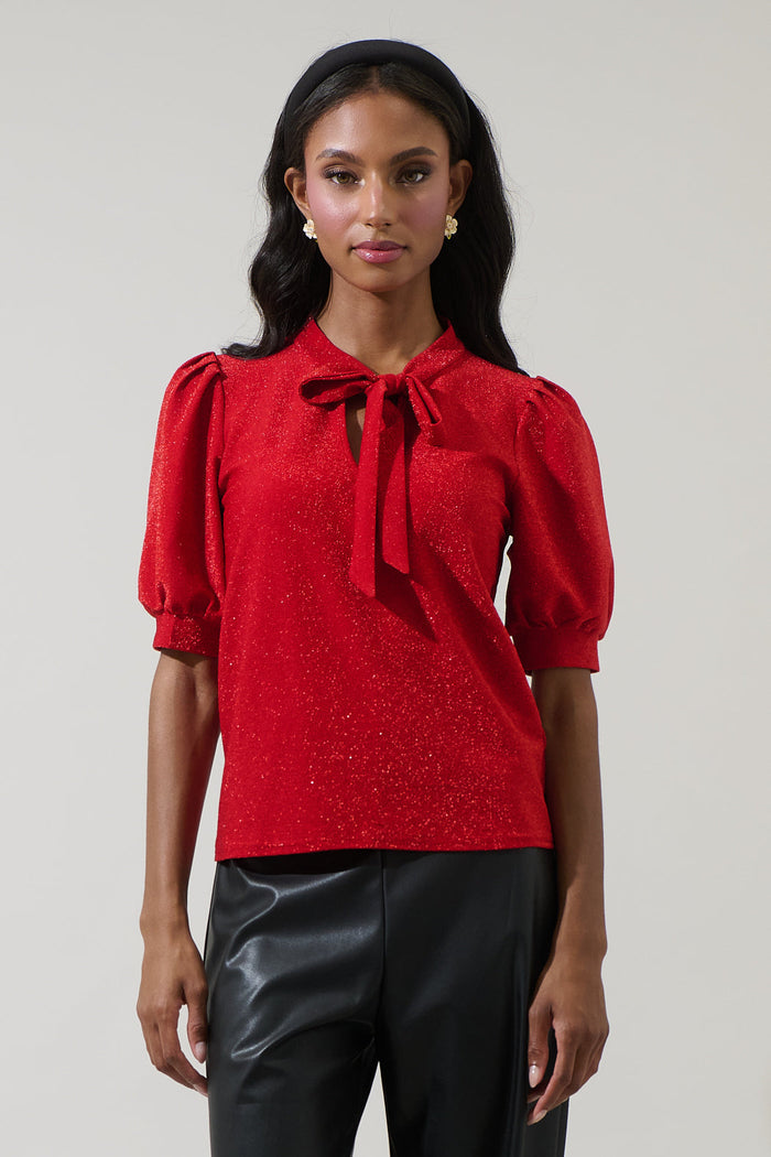 Lisette Shimmer Bow Tie Top