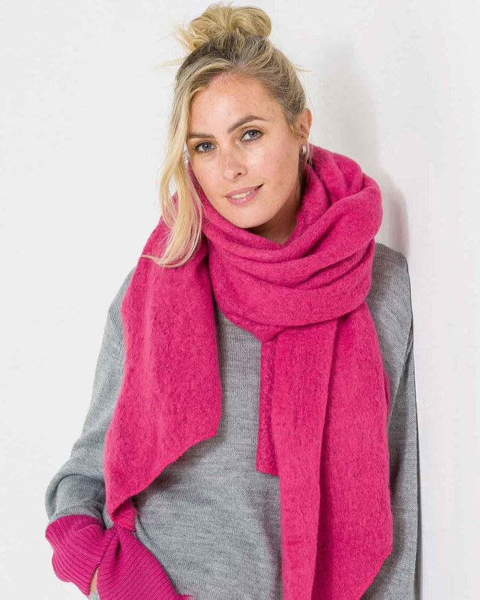 Madeline Wool Mix Asymmetric Scarf - Pink - The Classic Boutique