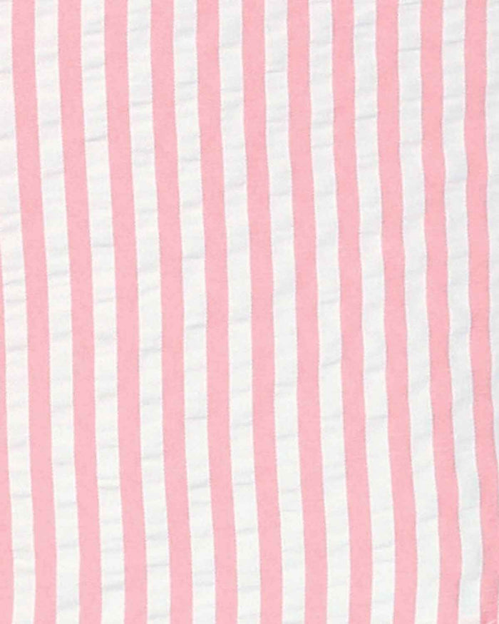 Maryanne Striped Cotton Mix Short Sleeve Blouse - Pink - Image 4 - The Classic Boutique