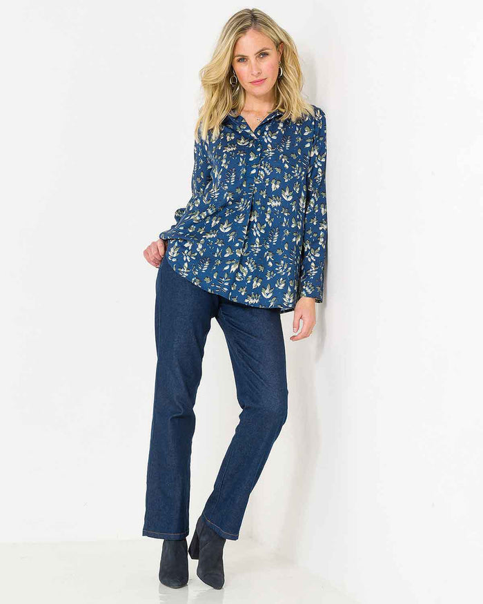 Maura Patterned Pure Viscose Long Sleeve Blouse - Image 2 - The Classic Boutique