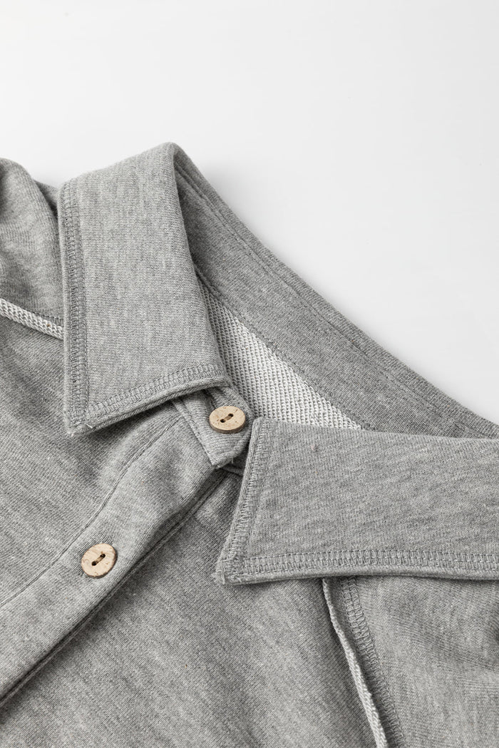 Medium Grey Waffle Textured Exposed Seam Oversized Shacket - Outerwear/Plaid Shackets