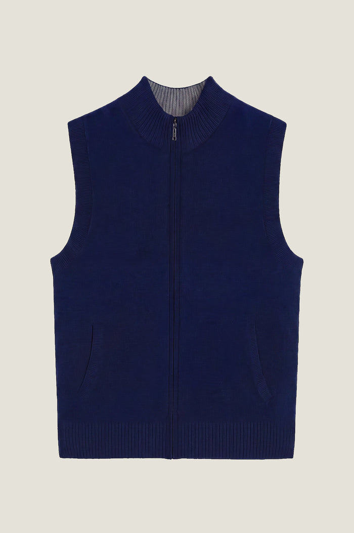 Men's Merino Wool Gilet | Navy/Grey