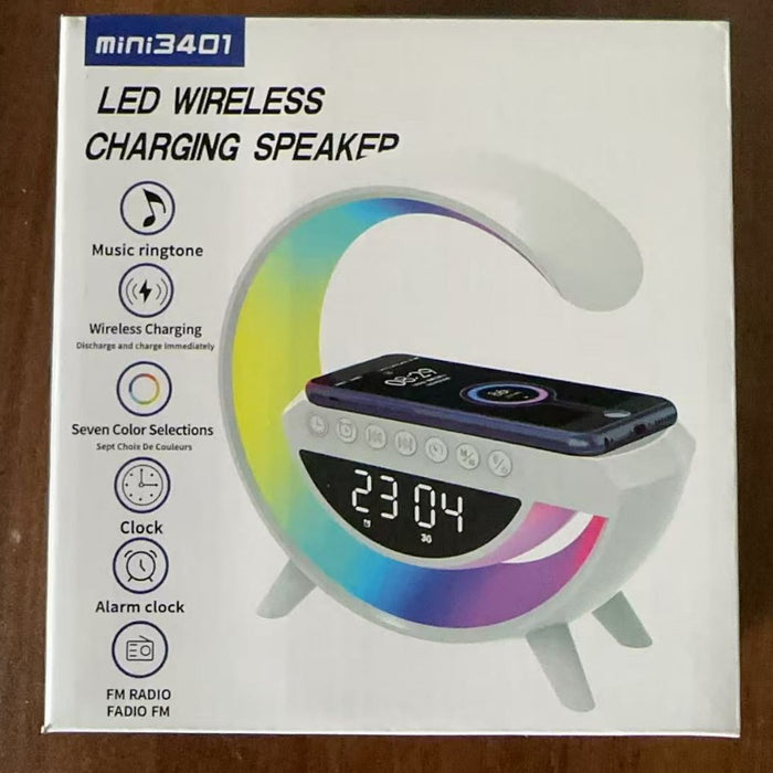 mini3401 RGB Ambient Light Bluetooth Speaker with Wireless Charger