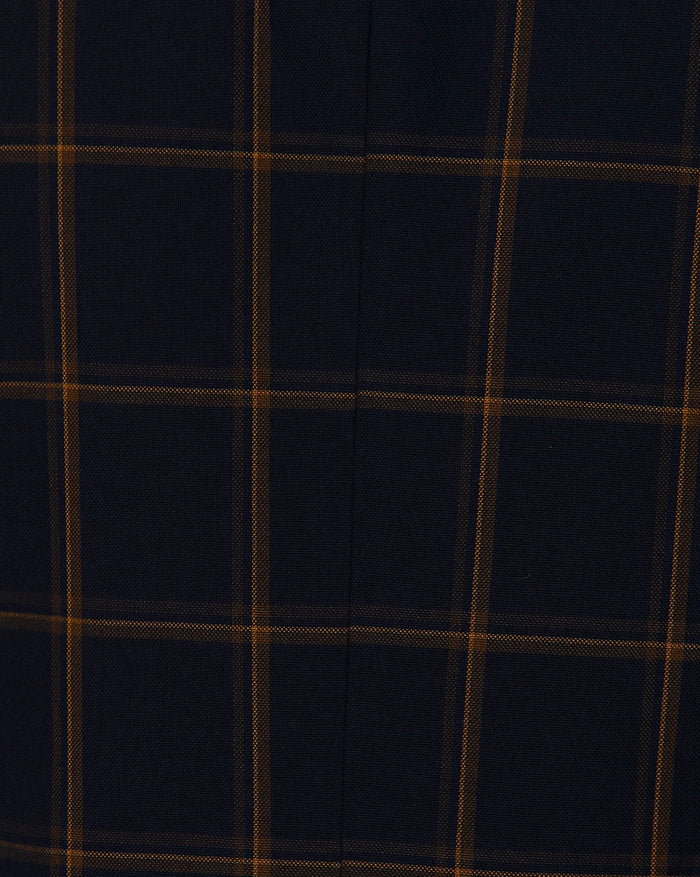 Navy Blue Checks Double Button Slim Fit Blazer