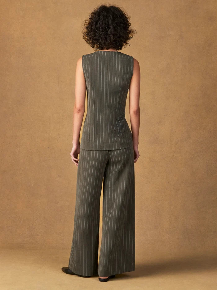 Olive Pinstripe Tailored Trouser