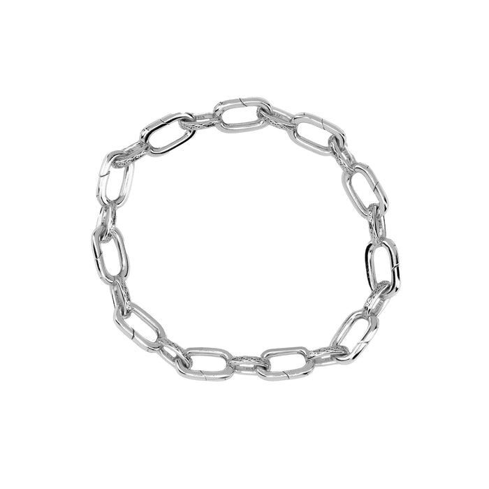 Oxidized Silver Hinged Paperclip Charm Bracelet - Single Link