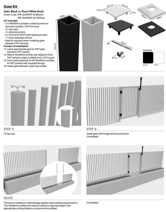PIK Gate - 975Wx1200H - White Blade Picket Pool Gate - Image 3