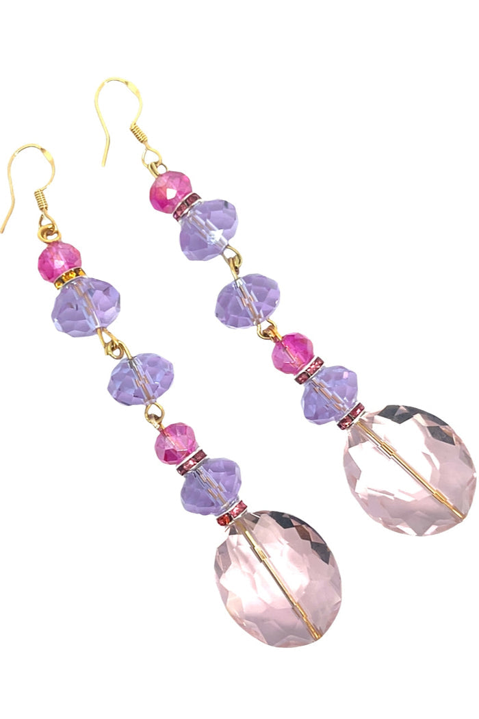 Style the Pink Blue & Purple Crystal Dangle Earring exclusively at Born To Glam