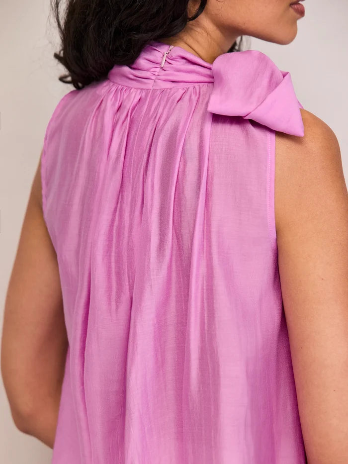 Pink Bow Detail Sleeveless Blouse Lyocell