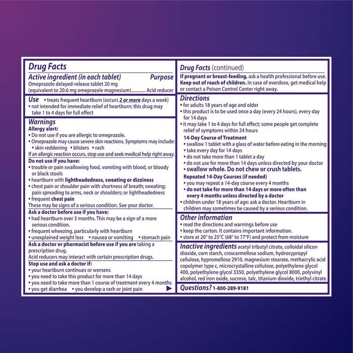 Prilosec OTC 20 mg Acid Reducer Tablets - 14 Ct - 24 Pack