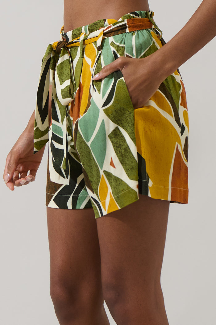 Renia Tropical Wave High Waisted Shorts