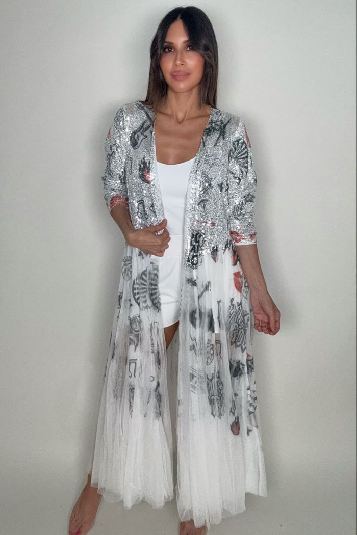 Style the Rock and Roll Sequin Duster exclusively at Born To Glam