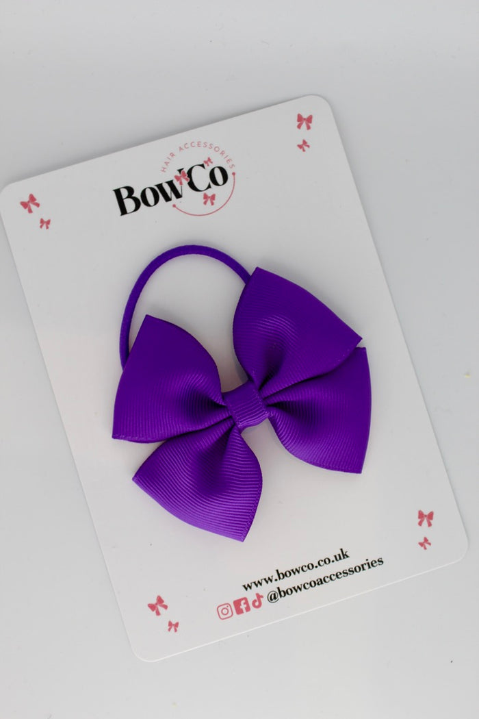 School Bow Purple - Twist Bow - Elastic