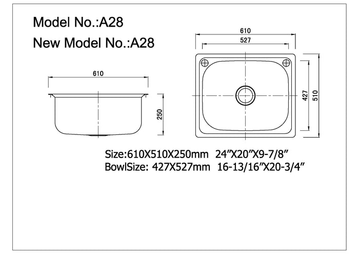 Stainless Drop in Laundry Tub 390-610mm