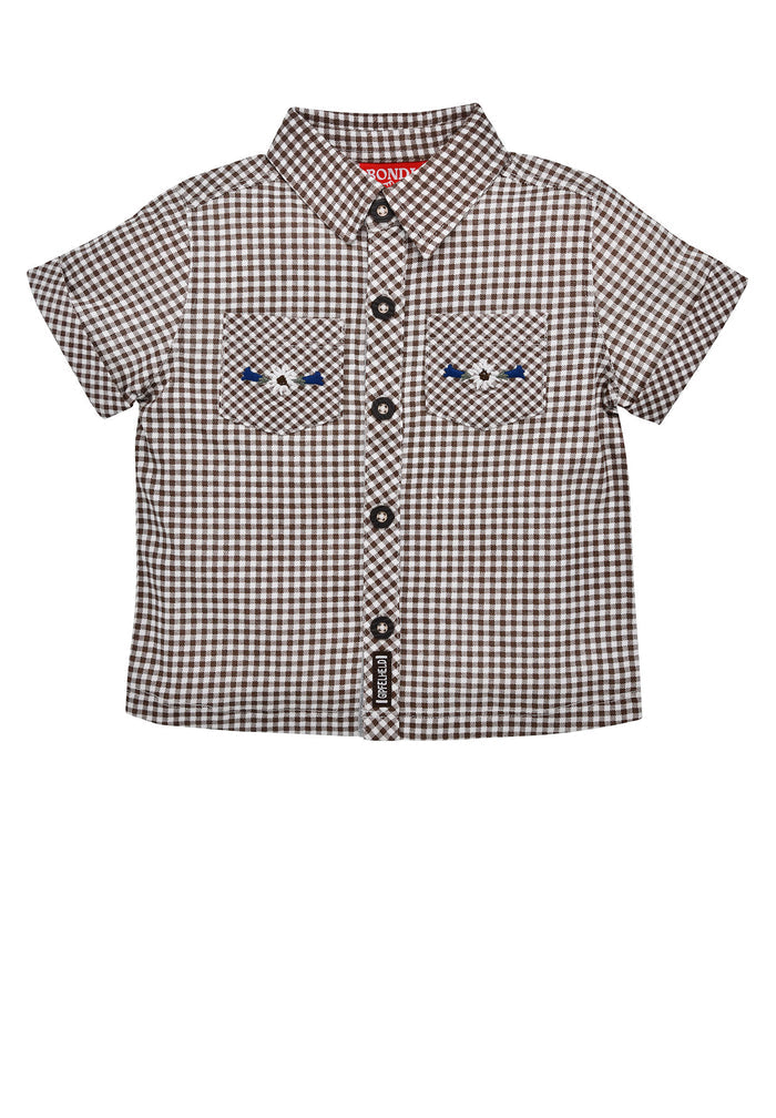 Trachtenhemd kariert - check brown/white