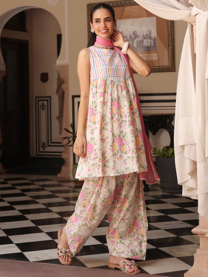 Women’s Cotton Kurta and Farshi Salwar with Dupatta