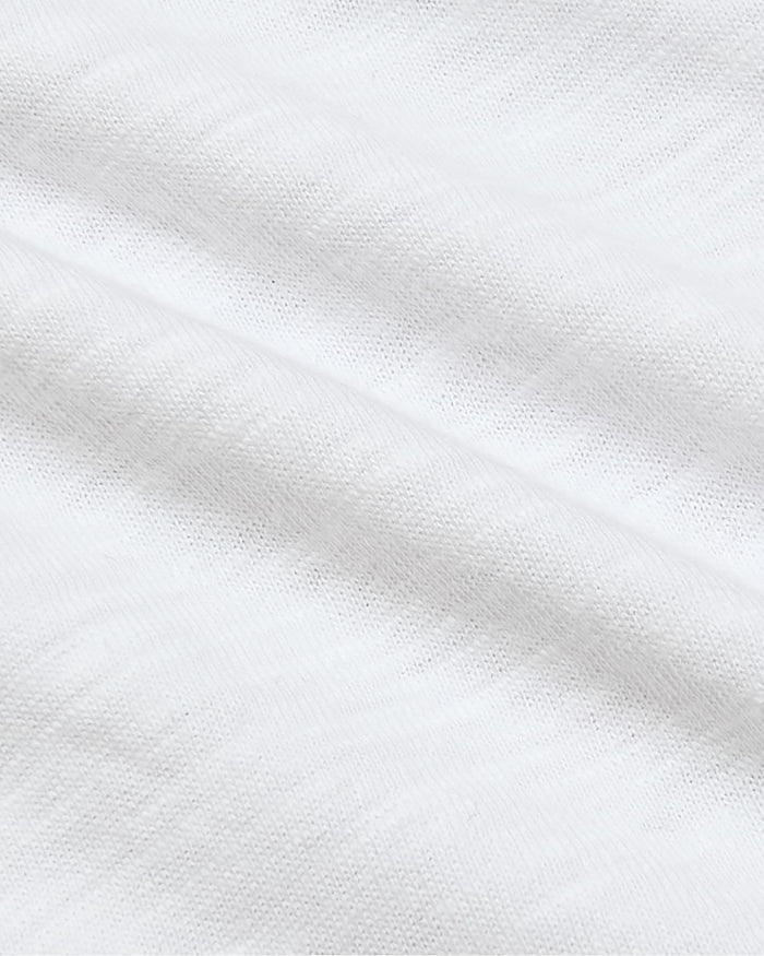 Womens Black & White Relaxed Slub V-Neck Tee texture close-up.