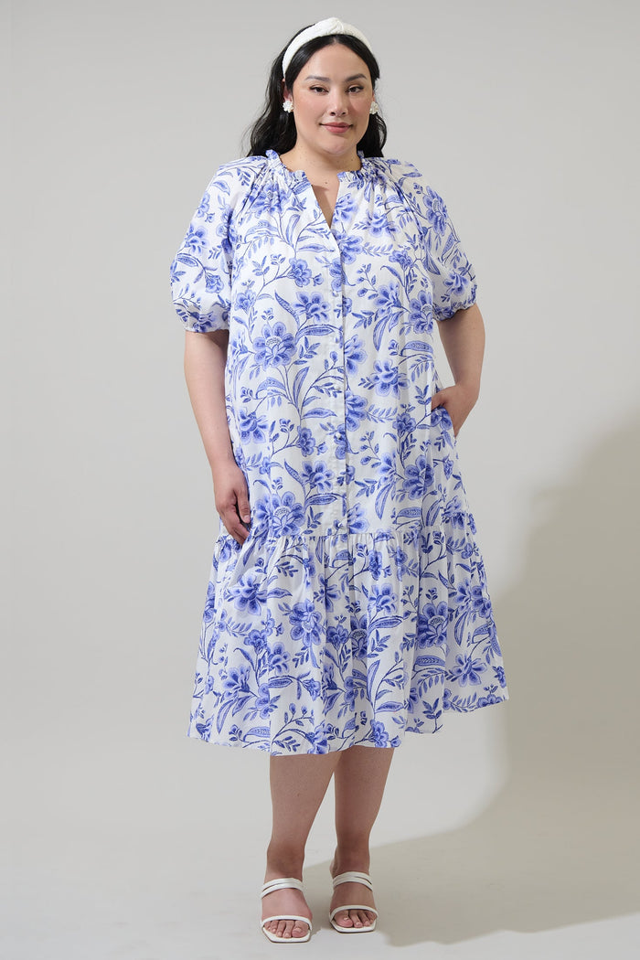 Wynette Tiered Midi Dress Maeve Floral Curve