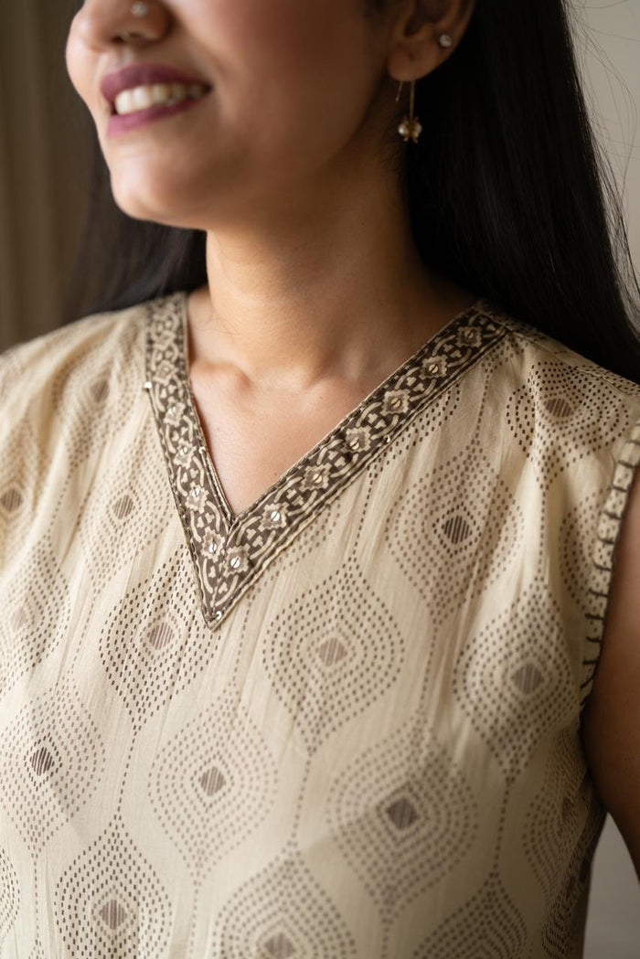 Zora Cotton Peplum Top- Nude